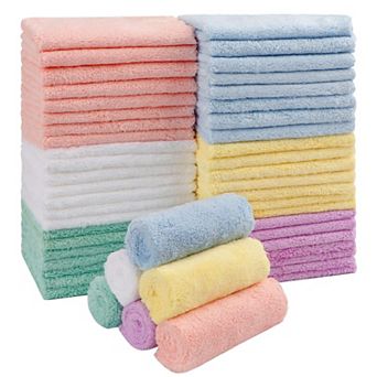 50 Pack Coral Fleece Washcloths - Soft, Absorbent, Machine Washable
