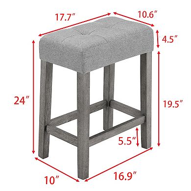 Merax Industrial Style Bar Table & 3 Stool Set Imitation Wood Grain Space Upholstered Stools