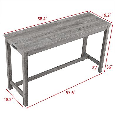 Merax Industrial Style Bar Table & 3 Stool Set Imitation Wood Grain Space Upholstered Stools