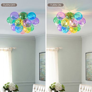 ELEMENT ACE Swirled Glass Bubble Ball Chandelier Light Fixture for Bedroom Study Restaurant