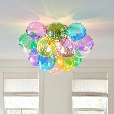 ELEMENT ACE Swirled Glass Bubble Ball Chandelier Light Fixture for Bedroom Study Restaurant