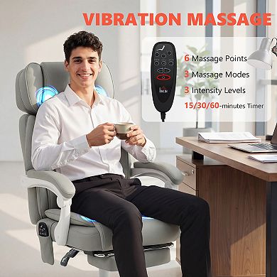 HOMCOM Massage Office Chair with Heat Reclining Function
