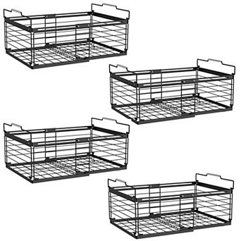 4 Stackable Metal Bins for Vertical Freezer Storage