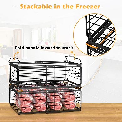 4 Stackable Metal Bins for Vertical Freezer Storage