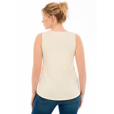 Roaman's Women's Plus Size Ribbed Crewneck Sequin Tank