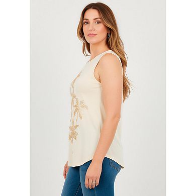 Roaman's Women's Plus Size Crewneck Sequin Tank