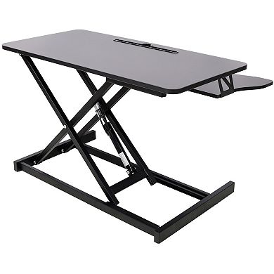 GOODSILO Ergonomic Height Adjustable Sit Stand Laptop Desk Workstation with Keyboard Tray