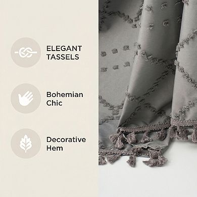 3D Geometric Texture Shower Curtain Sets with Tassels, Waterproof Bath Curtain with 12 Hooks