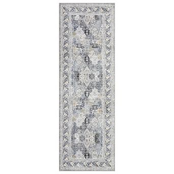 Medallion Area Rug Non Slip Foldable Low Pile Pet Friendly Floor Cover for Living Room Kitchen