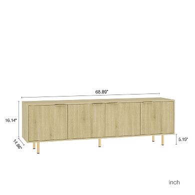 GOODSILO Modern Fluted Media Console with Storage Doors for Large Screen Televisions