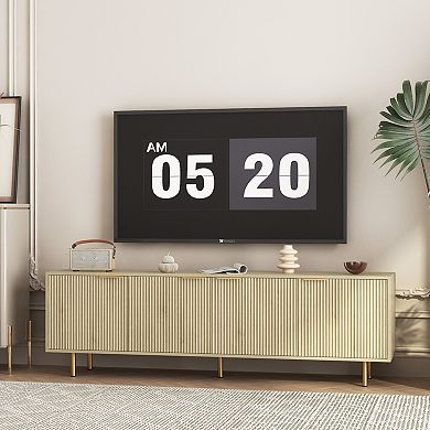 GOODSILO Modern Fluted Media Console with Storage Doors for Large Screen Televisions