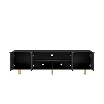 GOODSILO Modern Fluted Media Console with Storage Doors for Large Screen Televisions