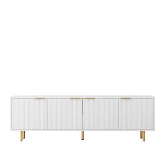 GOODSILO Modern Fluted Media Console with Storage Doors for Large Screen Televisions