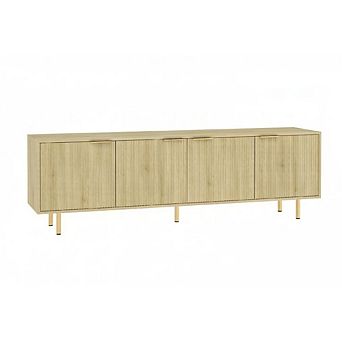 GOODSILO Modern Fluted Media Console with Storage Doors for Large Screen Televisions