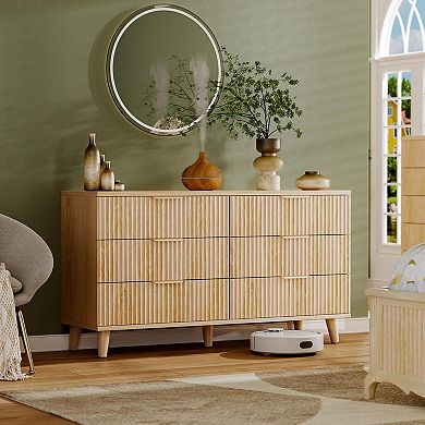 6-Drawer Modern Fluted Dresser - Versatile for Bedroom, Living Room, or Entryway