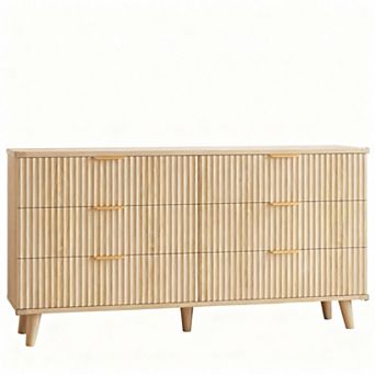 6-Drawer Modern Fluted Dresser - Versatile for Bedroom, Living Room, or Entryway