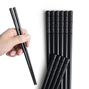 5 Pairs Non-slip Reusable Dishwasher Safe Chopsticks 9.4 Inch
