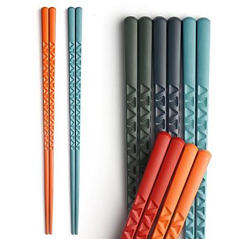 5 Pairs Non-slip Reusable Dishwasher Safe Chopsticks 9.4 Inch