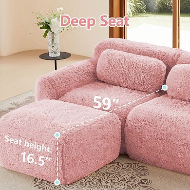 GOODSILO Two-Seater Modular Sectional Sofa with Plush Fabric and Non-Slip Base