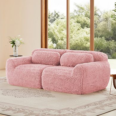 GOODSILO Two-Seater Modular Sectional Sofa with Plush Fabric and Non-Slip Base