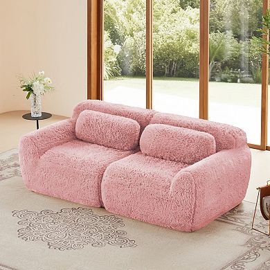 GOODSILO Two-Seater Modular Sectional Sofa with Plush Fabric and Non-Slip Base