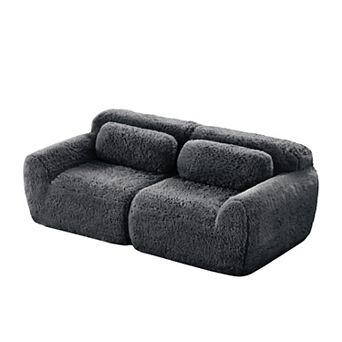 GOODSILO Two-Seater Modular Sectional Sofa with Plush Fabric and Non-Slip Base