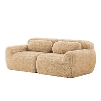 GOODSILO Two-Seater Modular Sectional Sofa with Plush Fabric and Non-Slip Base