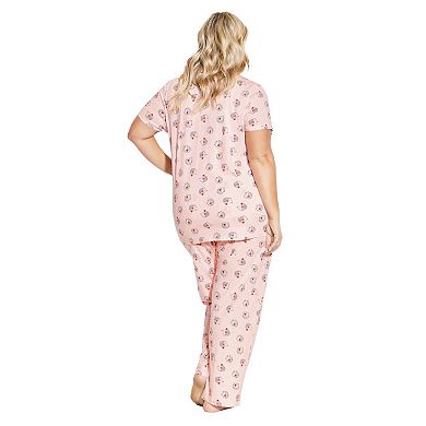 Avenue Women's Plus Size Hedgehog Button Sleep Top