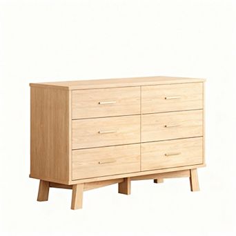 6-Drawer Modern Wood Dresser with X-Base for Bedroom or Living Room