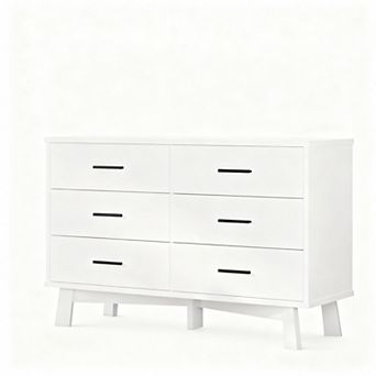 6-Drawer Modern Wood Dresser with X-Base for Bedroom or Living Room