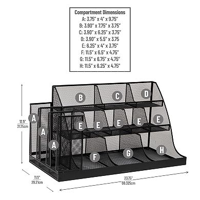 3-Tier Metal Mesh Organizer for Office Breakroom