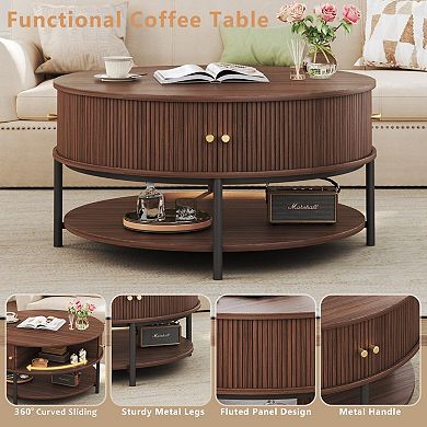 3-Tier Round Coffee Table with Storage