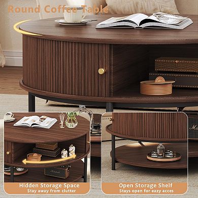 3-Tier Round Coffee Table with Storage