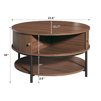3-Tier Round Coffee Table with Storage