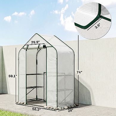 Greenhouse for Outdoors, 6 Shelves Greenhouse with PE Cover