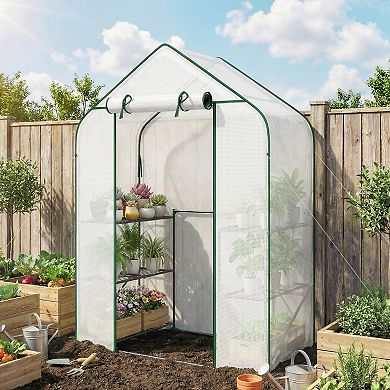 Greenhouse for Outdoors, 6 Shelves Greenhouse with PE Cover