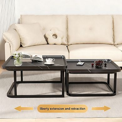 2-Table Nesting Set with Fluted Design for Living Room