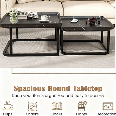 2-Table Nesting Set with Fluted Design for Living Room