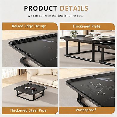 2-Table Nesting Set with Fluted Design for Living Room