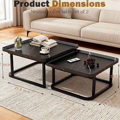 2-Table Nesting Set with Fluted Design for Living Room