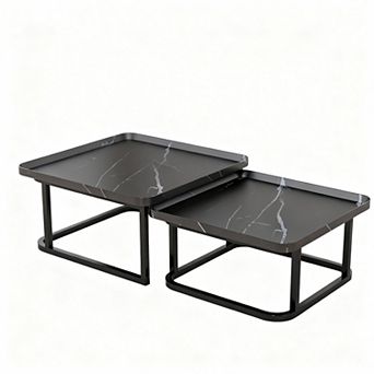 2-Table Nesting Set with Fluted Design for Living Room