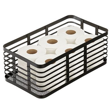 Metal Pantry Basket with Handles - Set of 2, Matte Black
