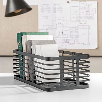 Metal Pantry Basket with Handles - Set of 2, Matte Black