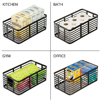 Metal Pantry Basket with Handles - Set of 2, Matte Black