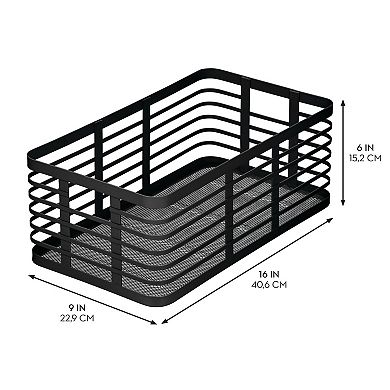Metal Pantry Basket with Handles - Set of 2, Matte Black