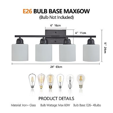 ELEMENT ACE Modern Four-Light Vanity Wall Sconce with Frosted Glass Shades