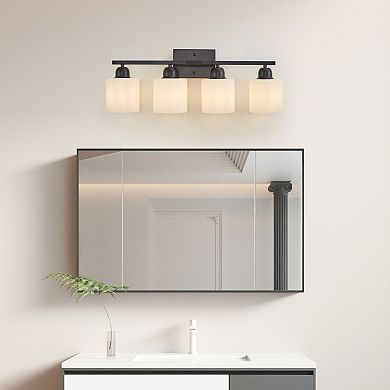 ELEMENT ACE Modern Four-Light Vanity Wall Sconce with Frosted Glass Shades