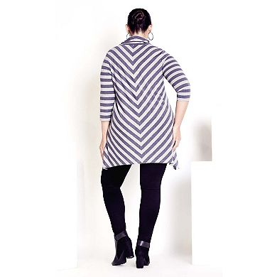 Avenue Women's Plus Size Emily Panel Stripe Tunic