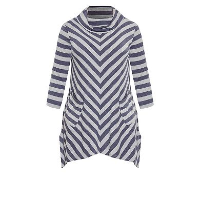 Avenue Women's Plus Size Emily Panel Stripe Tunic