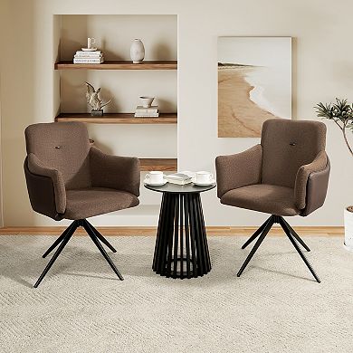 GOODSILO Modern Swivel Accent Chairs Set of Two with Upholstered Seats and Metal Base